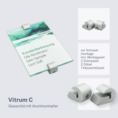 Tuerschild Vitrum C von Logistic Sign System Glasschild für Büro aus Glas DIN A5